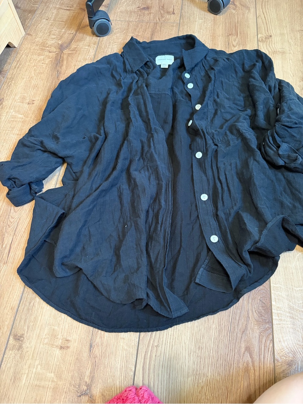 American Eagle Outfitters Black Lightweight Button-Up Shirt Jacket